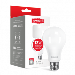 LED лампа MAXUS A65 12W яркий свет 220V E27 (1-LED-564-P)