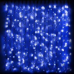 Гирлянда внешняя DELUX Curtain 456LED 2x1.5м. синяя, черный провод