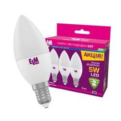 Светодиодная лампа ELMС37 5W PA10L E14 4000 3шт (18-0118)