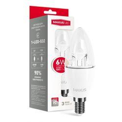LED лампа MAXUS C37 6W яркий свет 220V E14  (1-LED-532)