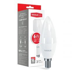 LED лампа MAXUS C37 6W мягкий свет 220V E14  (1-LED-533-01)