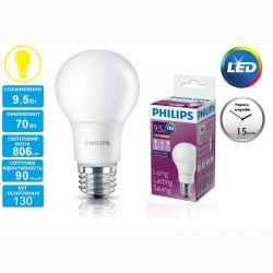 Лампа светодиодная Philips LEDBulb E27 9.5-70W 230V 3000K A60/PF