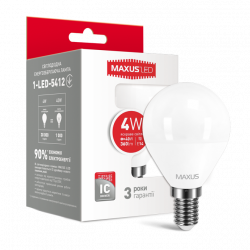 LED лампа MAXUS G45 F 4W яскраве світло 220V E14 (1-LED-5412)
