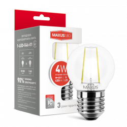 LED лампа MAXUS (филамент), G45, 4W, яркий свет,E27 (1-LED-546)