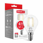LED лампа MAXUS (филамент), G45, 4W, яргкий свет,E14 (1-LED-548)