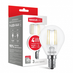 LED лампа MAXUS (филамент), G45, 4W, яргкій світло, E14 (1-LED-548)