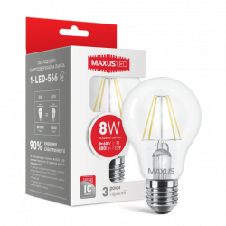 LED лампа MAXUS (филамент), А60, 8W, яркий свет,E27 (1-LED-566)