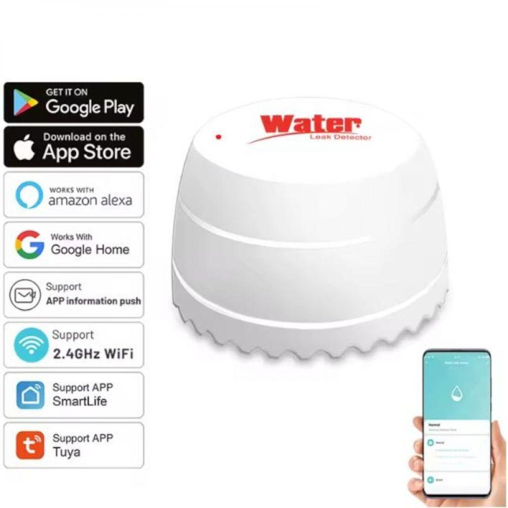 Розумний датчик-детектор витоку води Tuya WiFi білий Розумний датчик-детектор витоку води Tuya WiFi білий