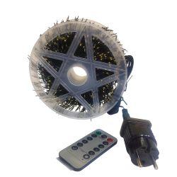 Гирлянда светодиодная роса мишура 50м, зеленый провод 1500 led, теплый белый