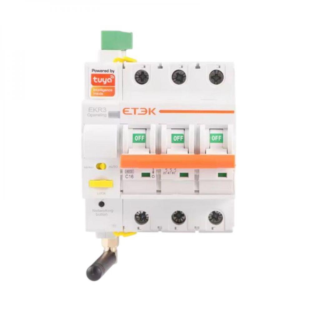 Розумниий 4-полюсний атоматичний вимикач Etek Tuya WiFi 63А з дистанційним керуванням