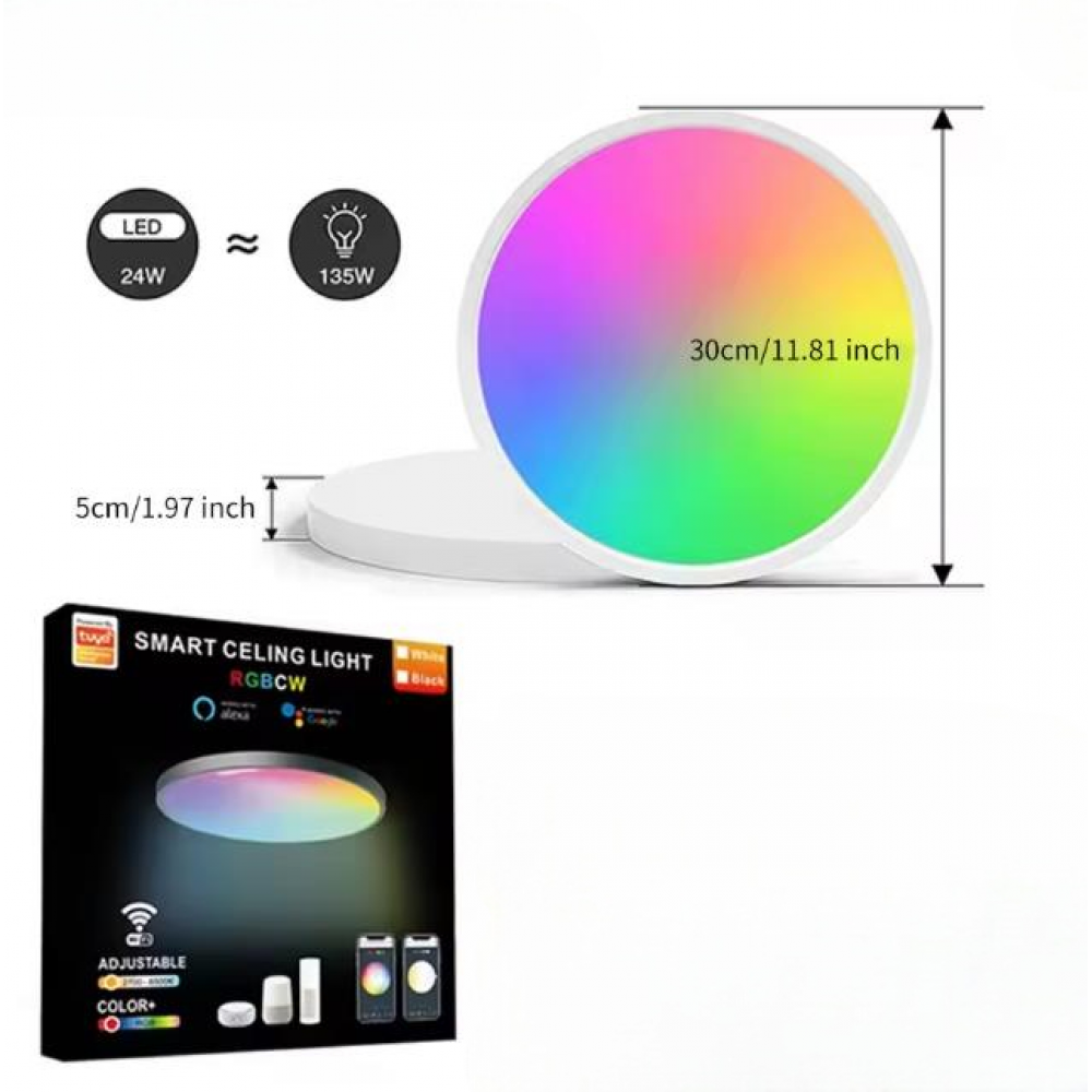 Стельовий світильник 30 см Tuya WiFi smart Led 220V Bluetooth білий Стельовий світильник 30 см Tuya WiFi smart Led 220V Bluetooth білий