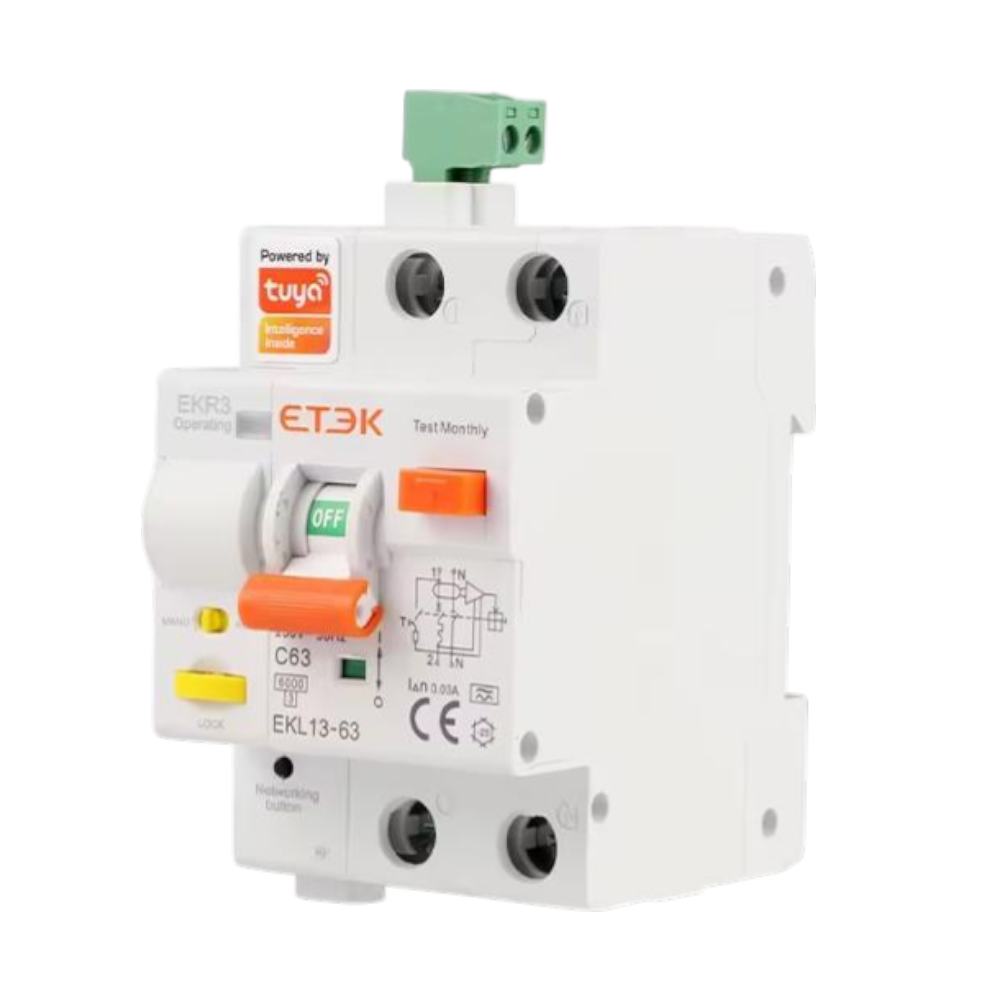Умный 2-полюсный автоматический выключатель Etek Tuya WiFi 40А с дистанционным управлением