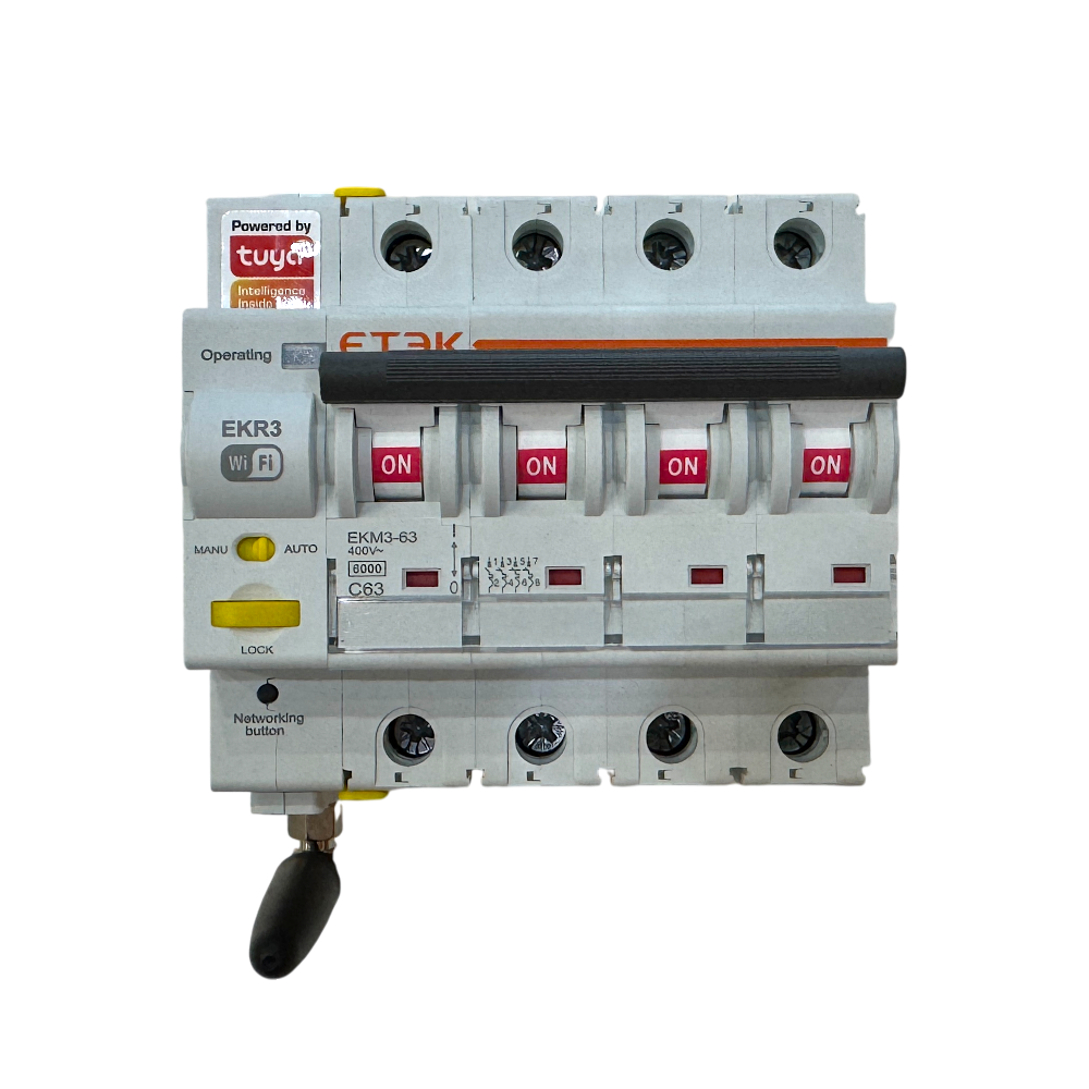 Розумниий 4-полюсний атоматичний вимикач Etek Tuya WiFi 63А з дистанційним керуванням