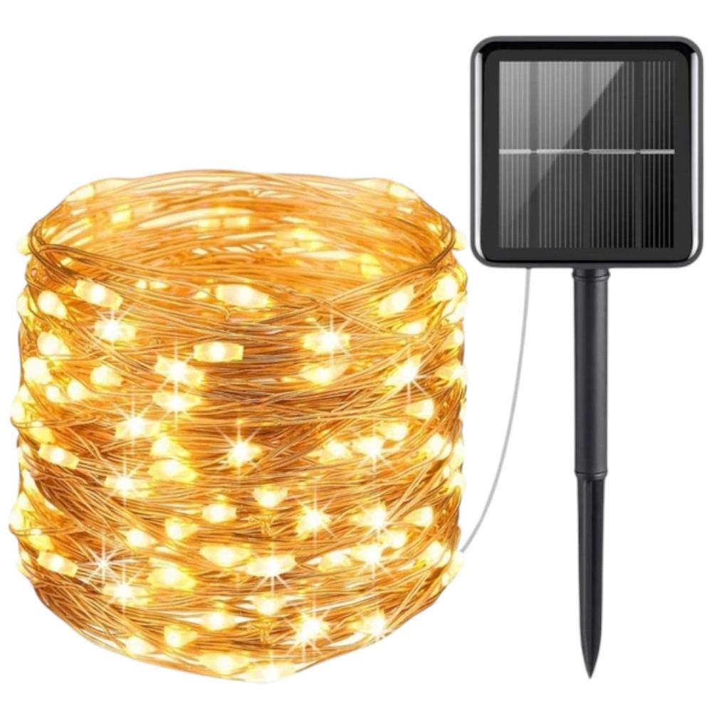 Гірлянда світлодіодна на сонячній батареї 100Led\12 м Теплий білий